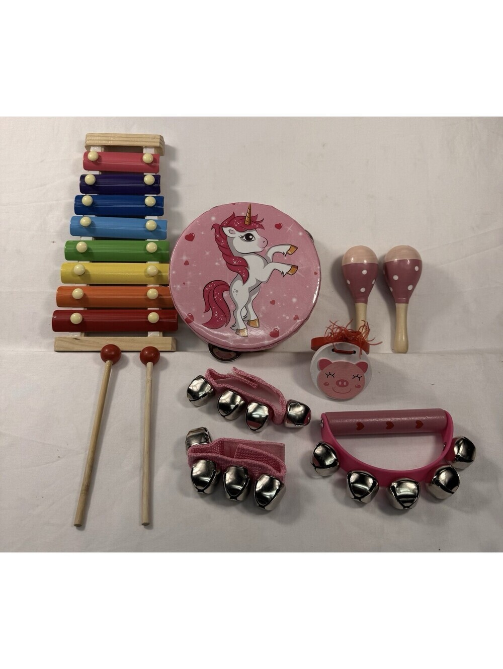 Wooden Musical Instruments Set for Kids – Preschool Early Learning Toys Pink